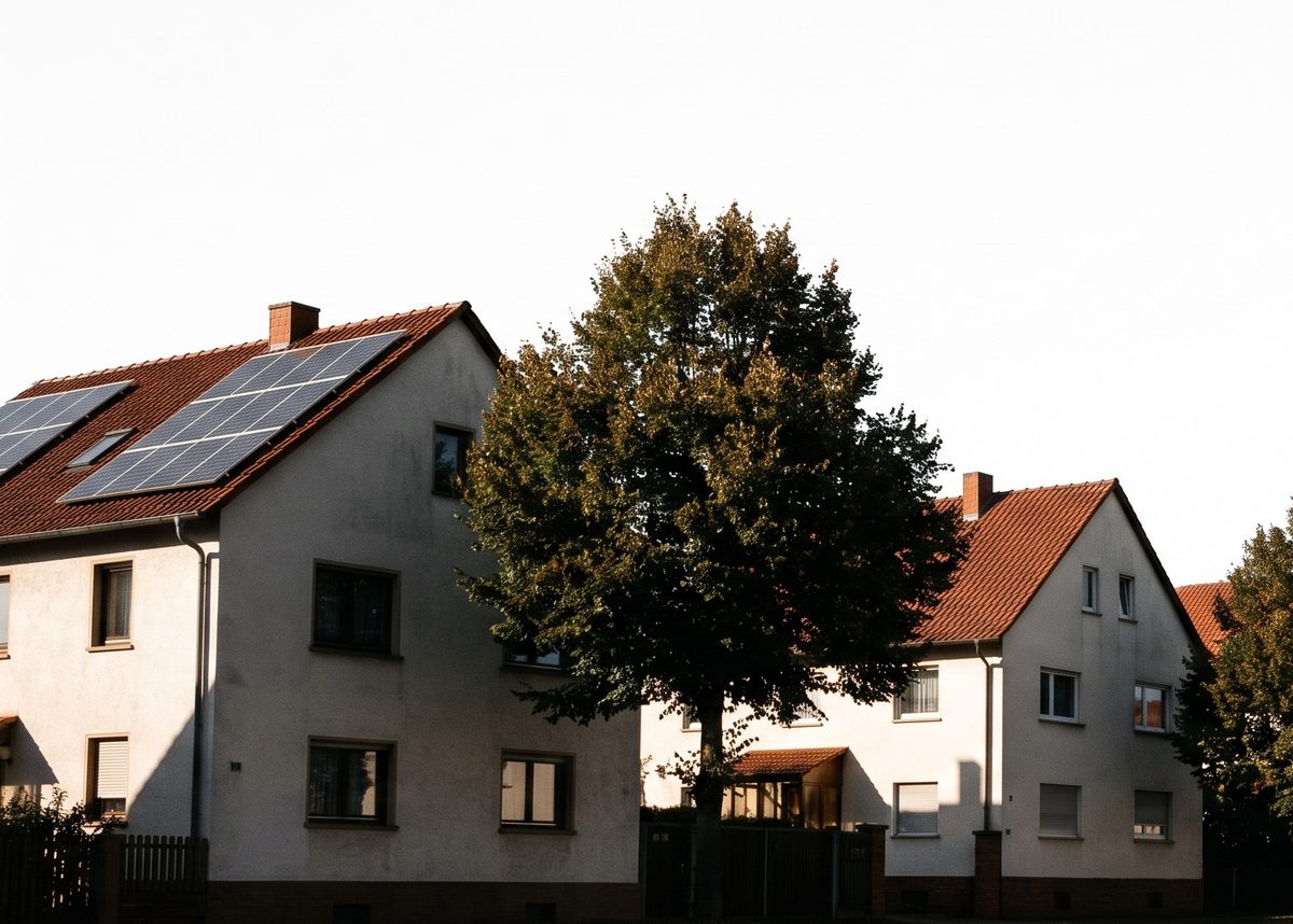 Wohnhäuser mit Solardach, typischer Gebäudebestand in Stuttgart